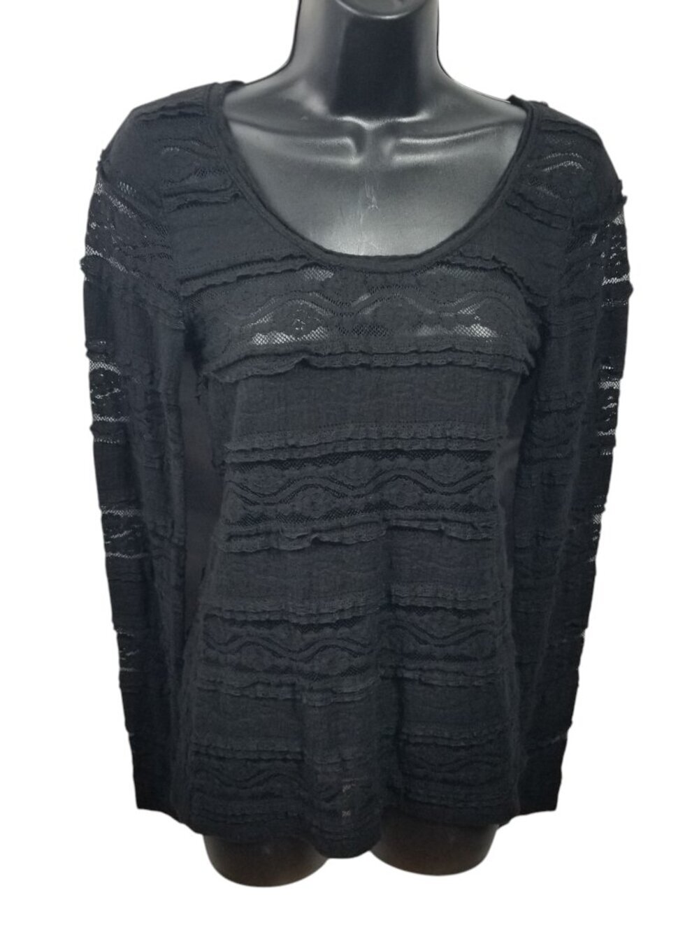 Express Y2K Women's Black Lace Sheer Top Sz S